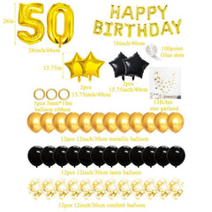 60pcs Golden Mixed Happy Birthday Party Decorations Set 18th-80th Man Woman