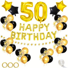 60pcs Golden Mixed Happy Birthday Party Decorations Set 18th-80th Man Woman