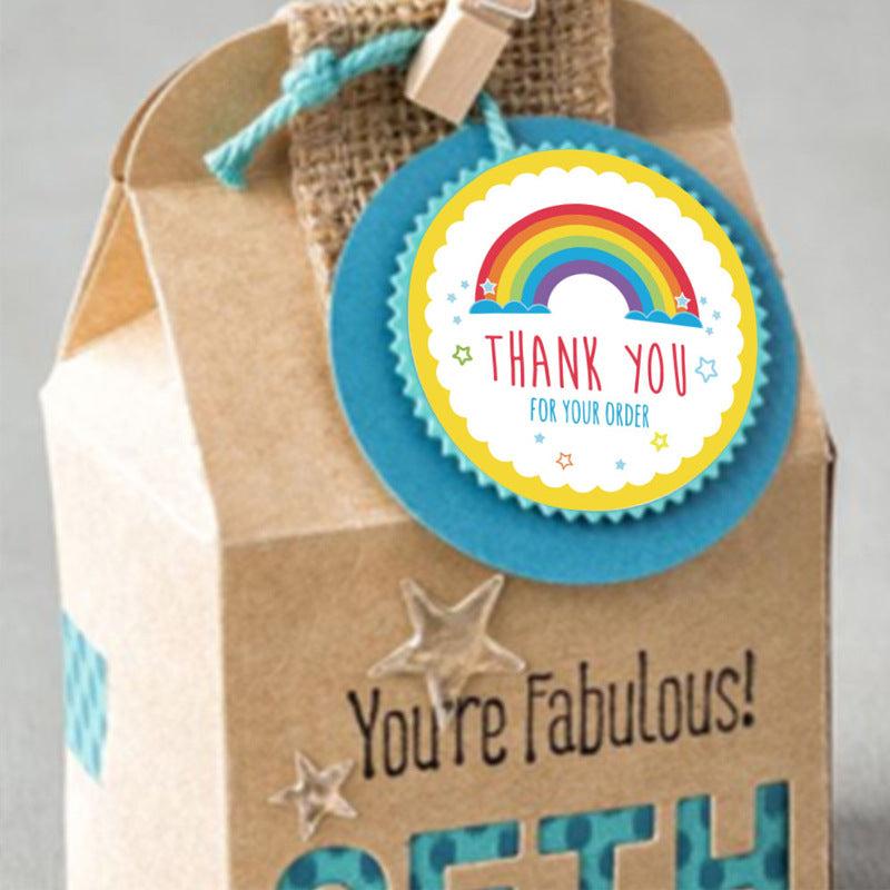 500pcs Hot Rainbow Thank You Stickers for Crafts and Packaging