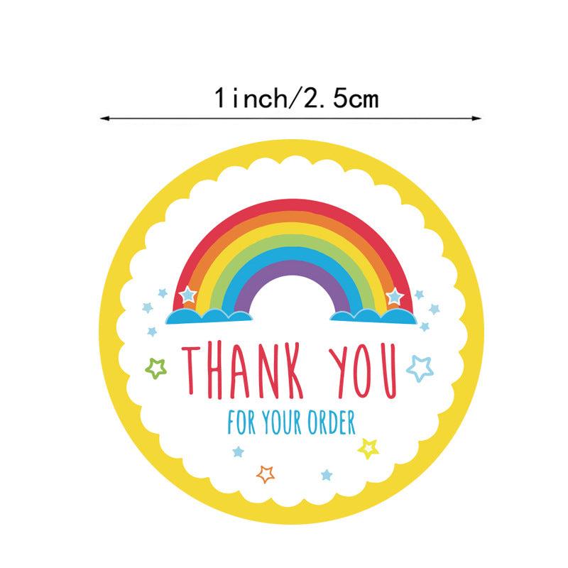 500pcs Hot Rainbow Thank You Stickers for Crafts and Packaging
