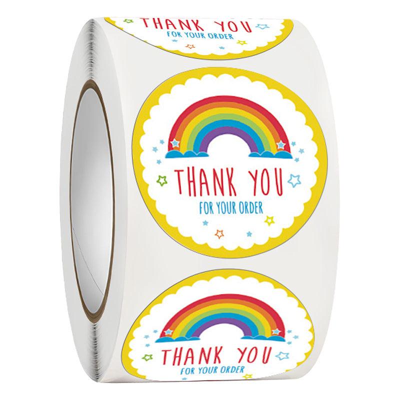 500pcs Hot Rainbow Thank You Stickers for Crafts and Packaging