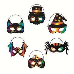 6pcs Halloween Scratch Painting Animal Mask DIY Decoration Props
