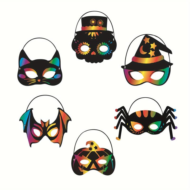 6pcs Halloween Scratch Painting Animal Mask DIY Decoration Props