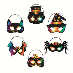 6pcs Halloween Scratch Painting Animal Mask DIY Decoration Props