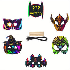 6pcs Halloween Scratch Painting Animal Mask DIY Decoration Props