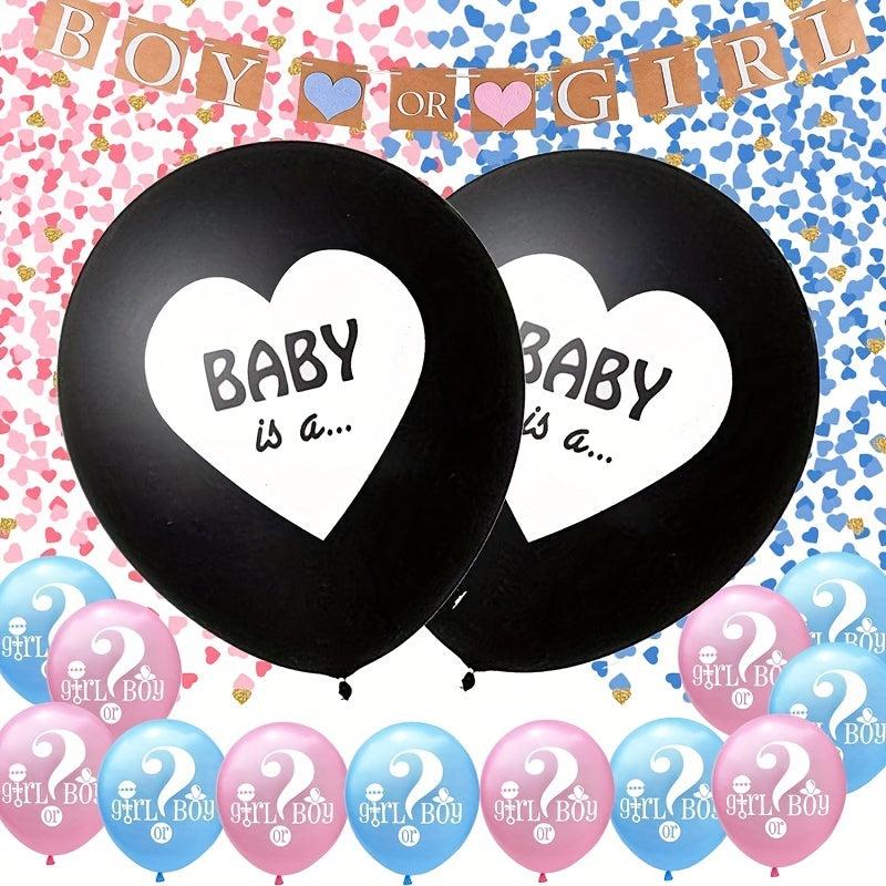 2pcs Gender Reveal Balloons with Ribbon and Confetti