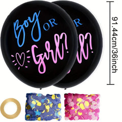 2pcs Gender Reveal Balloons with Ribbon and Confetti