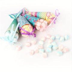 12pcs Mermaid Party Favors Candy Bags with Shell Stickers