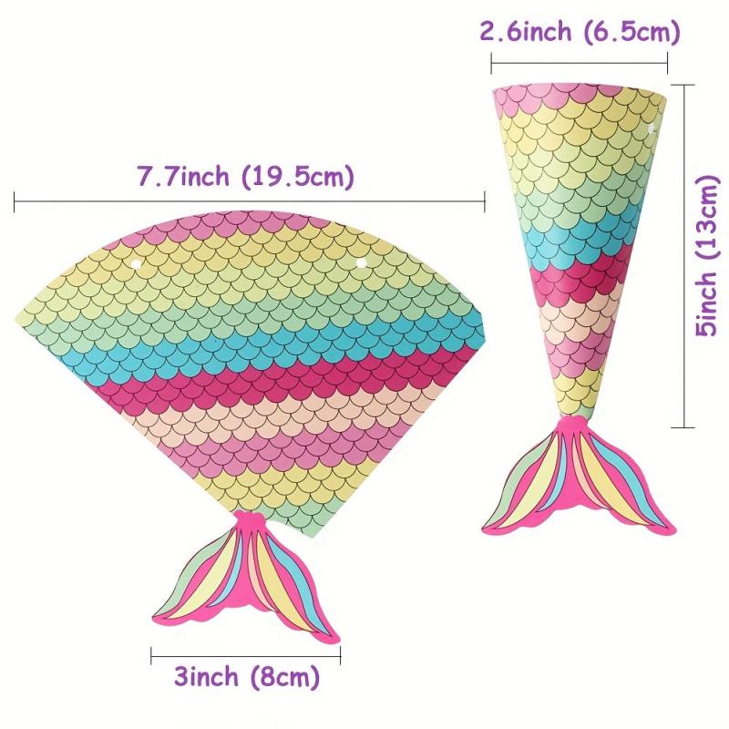12pcs Mermaid Party Favors Candy Bags with Shell Stickers