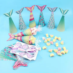 12pcs Mermaid Party Favors Candy Bags with Shell Stickers