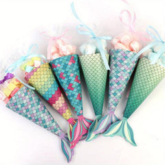 12pcs Mermaid Party Favors Candy Bags with Shell Stickers