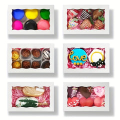 15-30 Bakery Boxes with Window for Cookies, Macarons, Strawberries