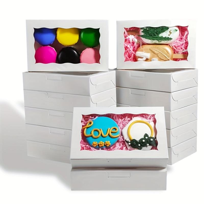 15-30 Bakery Boxes with Window for Cookies, Macarons, Strawberries