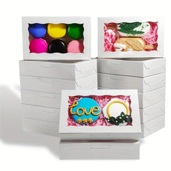 15-30 Bakery Boxes with Window for Cookies, Macarons, Strawberries