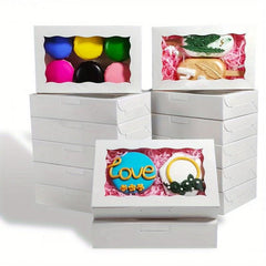 15-30 Bakery Boxes with Window for Cookies, Macarons, Strawberries