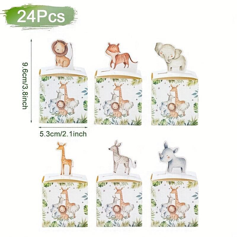 24pcs Jungle Animal Candy Box for Baby Shower Birthday Party