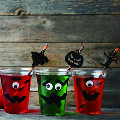 9pcs Halloween Party Decorative Straw Inserts Ghost Skeleton Bat Straw