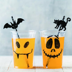 9pcs Halloween Party Decorative Straw Inserts Ghost Skeleton Bat Straw