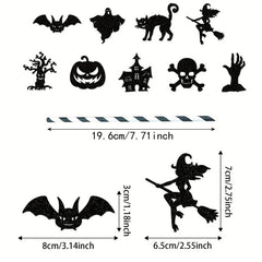 9pcs Halloween Party Decorative Straw Inserts Ghost Skeleton Bat Straw