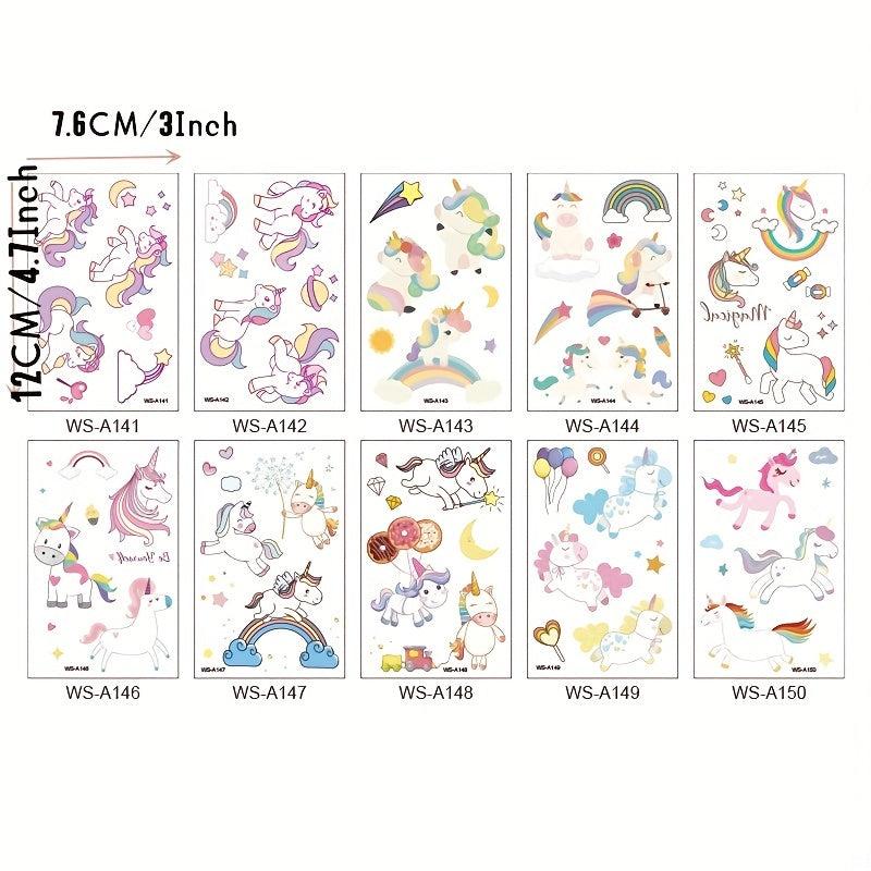 10pcs Unicorn Temporary Tattoos Magical Party Favors