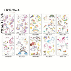 10pcs Unicorn Temporary Tattoos Magical Party Favors