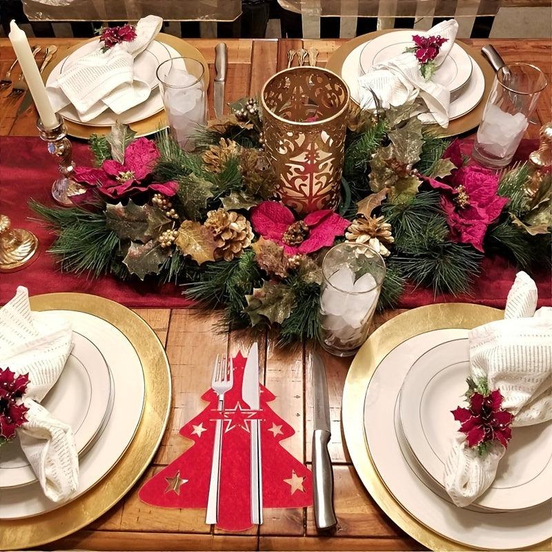 10pcs Christmas Tree Cutlery Set Table Decorations Holiday Dinners Celebrations