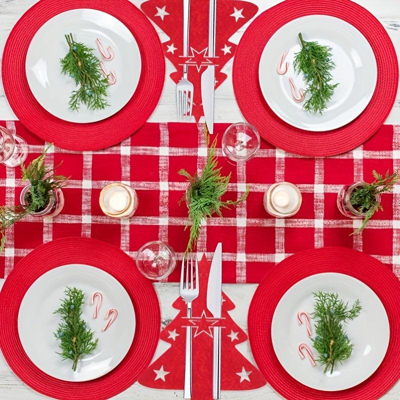 10pcs Christmas Tree Cutlery Set Table Decorations Holiday Dinners Celebrations