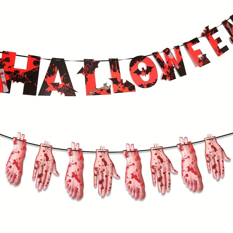 Halloween Pull Flag Decoration Blood Letter Paper Banner Party Decorations