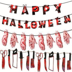 Halloween Pull Flag Decoration Blood Letter Paper Banner Party Decorations