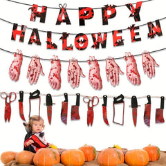 Halloween Pull Flag Decoration Blood Letter Paper Banner Party Decorations