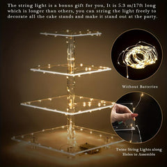 3 4 Tier Acrylic Cupcake Stand with LED Light Holder