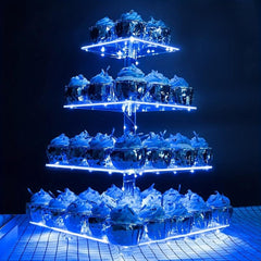 3 4 Tier Acrylic Cupcake Stand with LED Light Holder