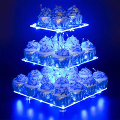 3 4 Tier Acrylic Cupcake Stand with LED Light Holder
