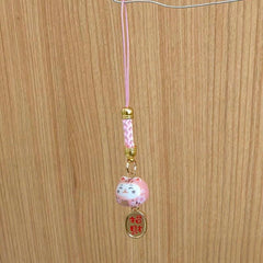 Ceramic Lucky Cat Mobile Pendant Red DIY Phone Chain Bag Accessory