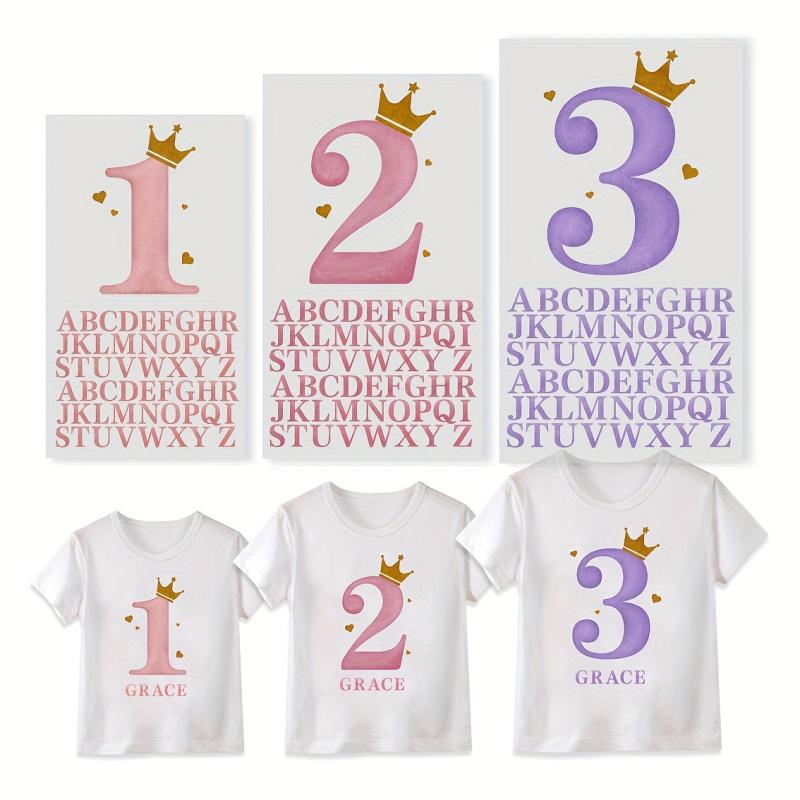 Personalized 1st 2nd 3rd Bday Iron On Patches DIY Heat Transfer Stickers