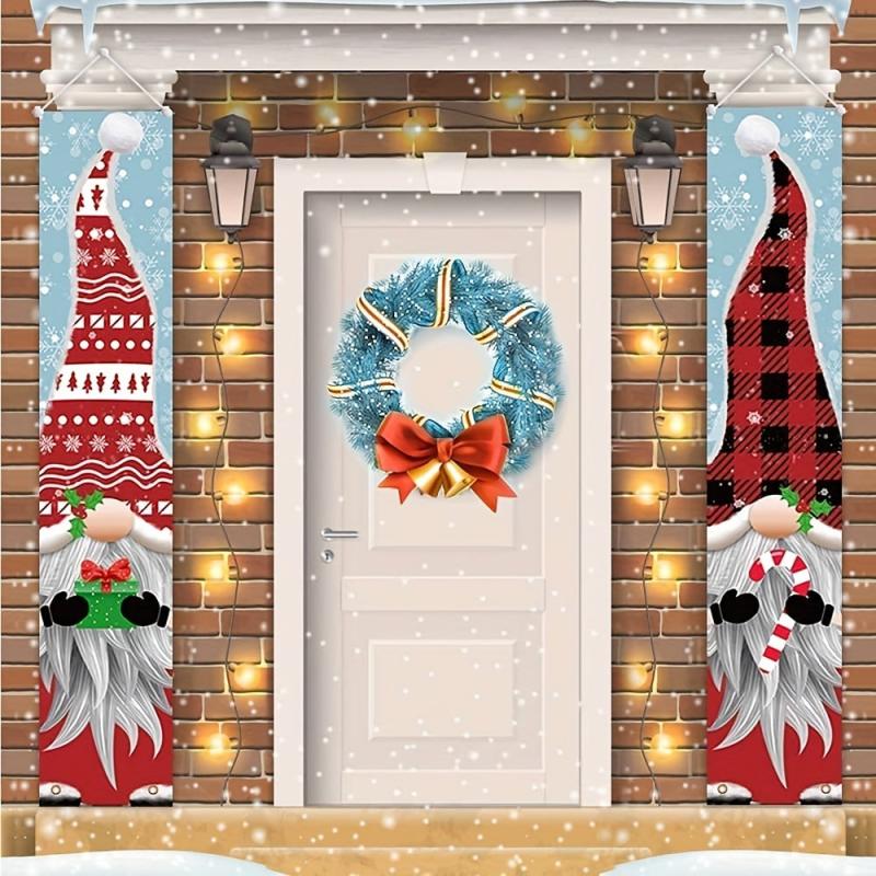 Christmas Gnomes Porch Sign Banners Hanging Decor