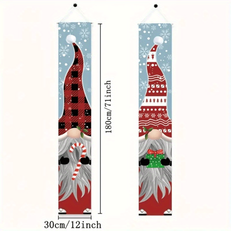 Christmas Gnomes Porch Sign Banners Hanging Decor