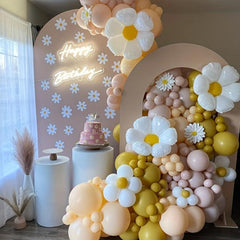 5pcs Daisy Balloons for Baby Shower Wedding Birthday, Stunning Floral Foil Ballo