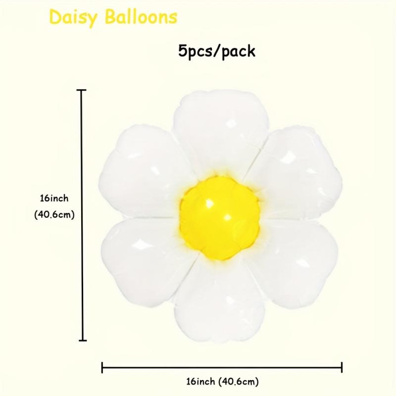 5pcs Daisy Balloons for Baby Shower Wedding Birthday, Stunning Floral Foil Ballo
