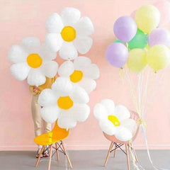 5pcs Daisy Balloons for Baby Shower Wedding Birthday, Stunning Floral Foil Ballo