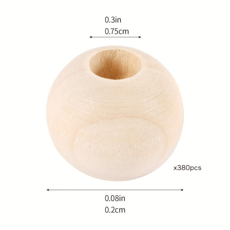 380pcs 20mm Natural Wooden Beads Round Unfinished Wood Spacer Beads for Crafts
