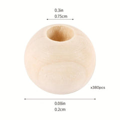 380pcs 20mm Natural Wooden Beads Round Unfinished Wood Spacer Beads for Crafts
