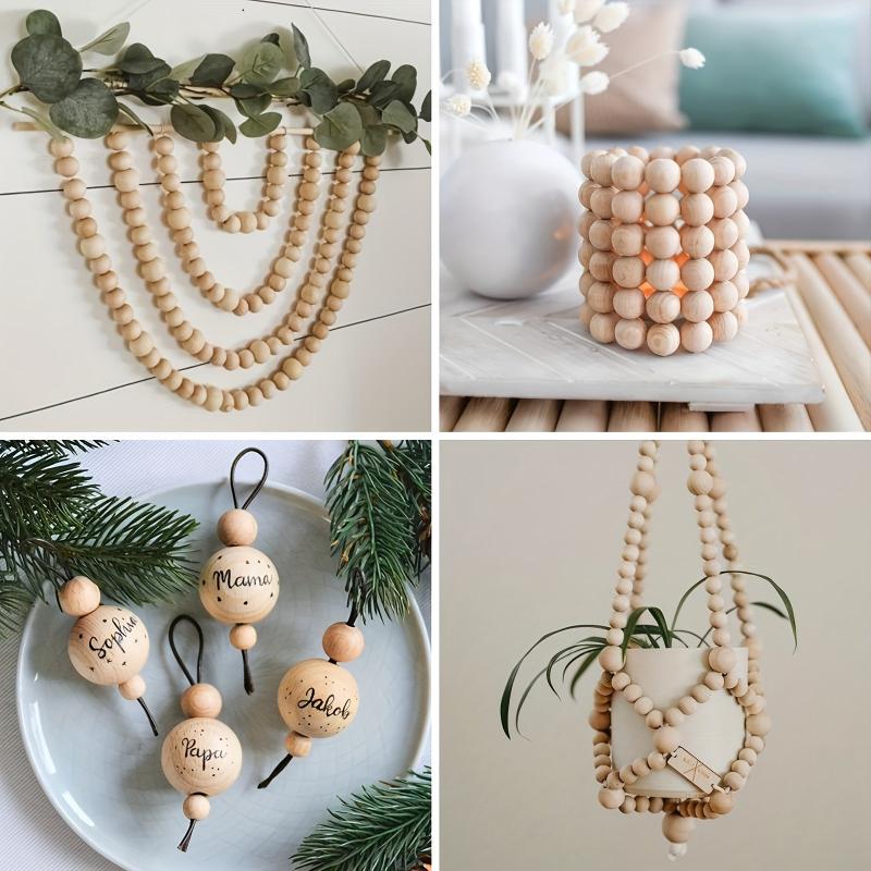 380pcs 20mm Natural Wooden Beads Round Unfinished Wood Spacer Beads for Crafts