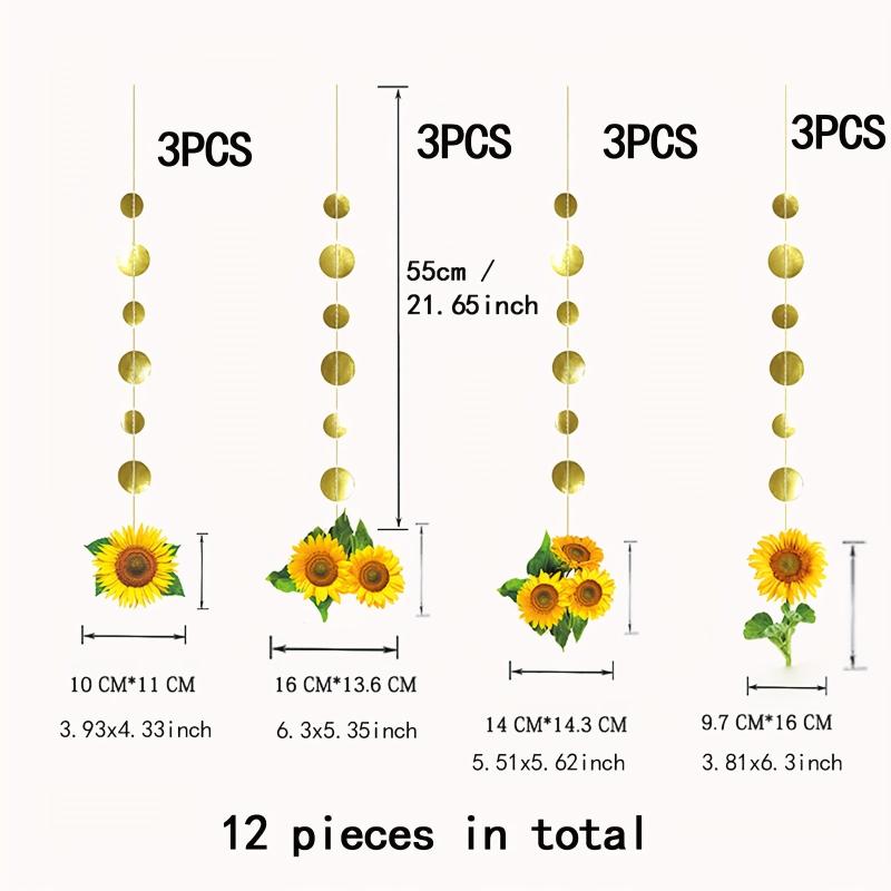 12pcs Sunflower Hanging Decoration Wedding Party Scene Supplies