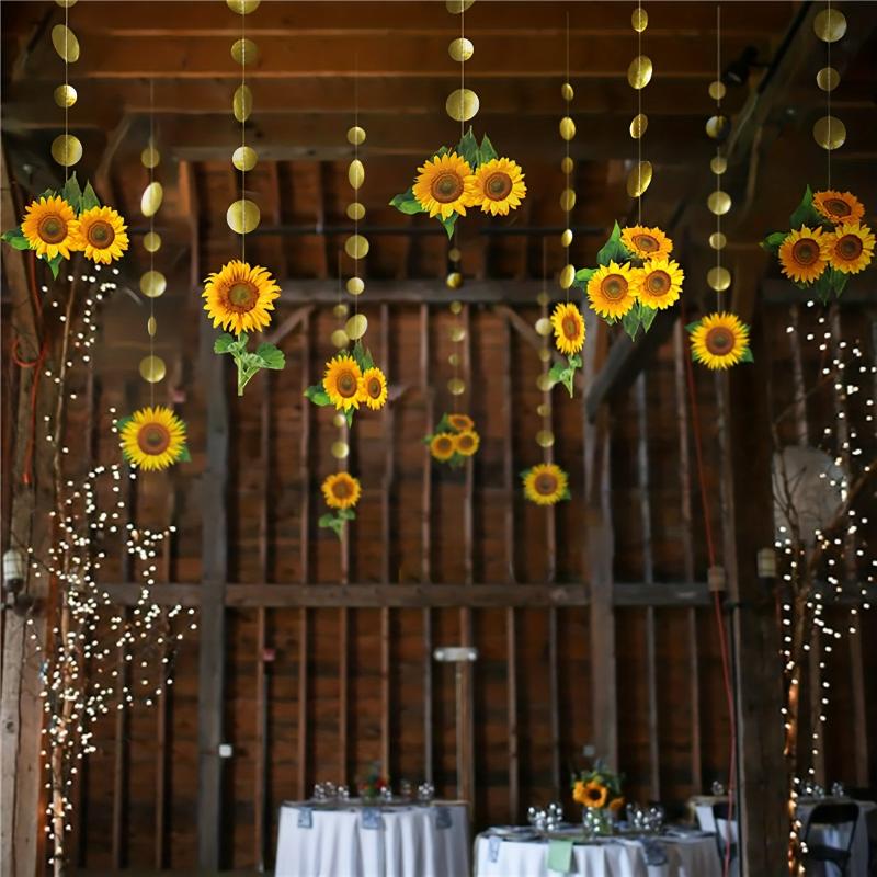12pcs Sunflower Hanging Decoration Wedding Party Scene Supplies