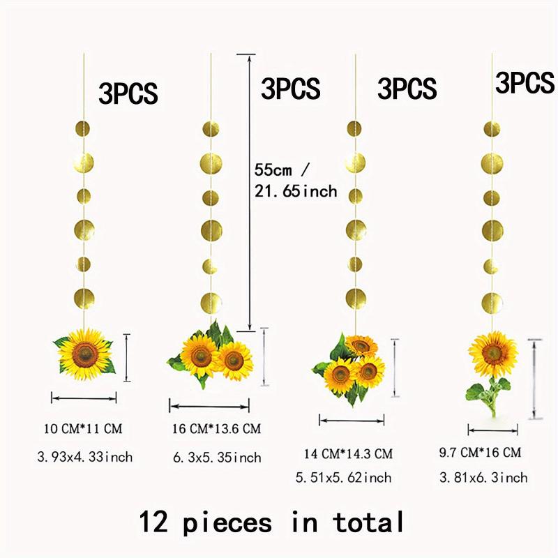 12pcs Sunflower Hanging Decoration Wedding Party Scene Supplies