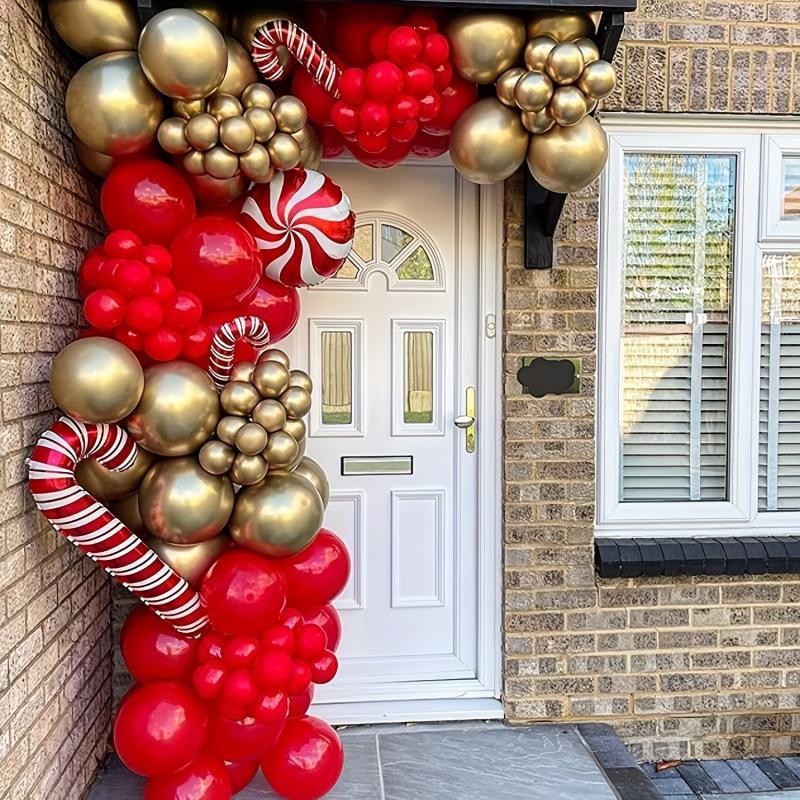 130pcs Red Golden Confetti Balloons Garland Arch Kit for Celebrations