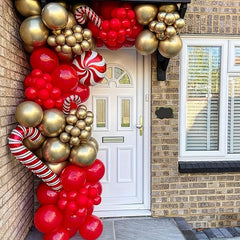 130pcs Red Golden Confetti Balloons Garland Arch Kit for Celebrations