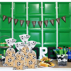 30pcs Soccer Party Candy Bags Football Sport Theme Birthday Clear Plastic