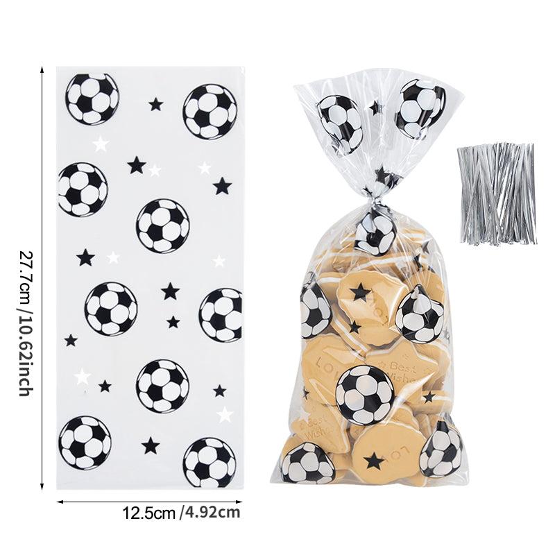 30pcs Soccer Party Candy Bags Football Sport Theme Birthday Clear Plastic